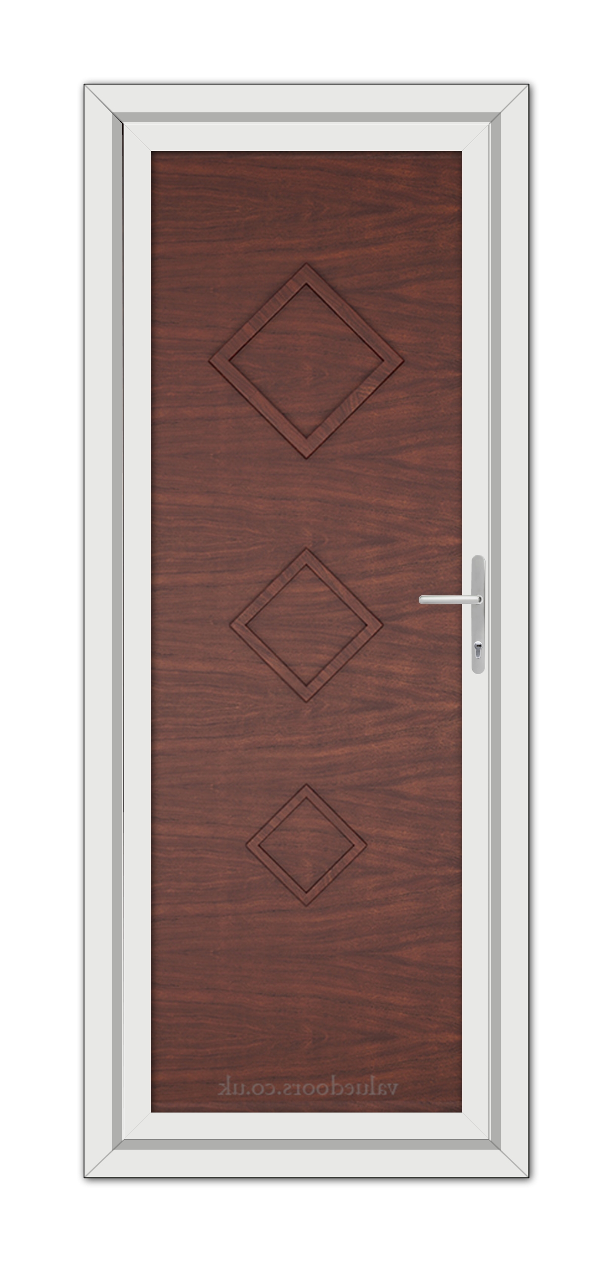 A close-up of a Rosewood Modern 5123 Solid uPVC Door.