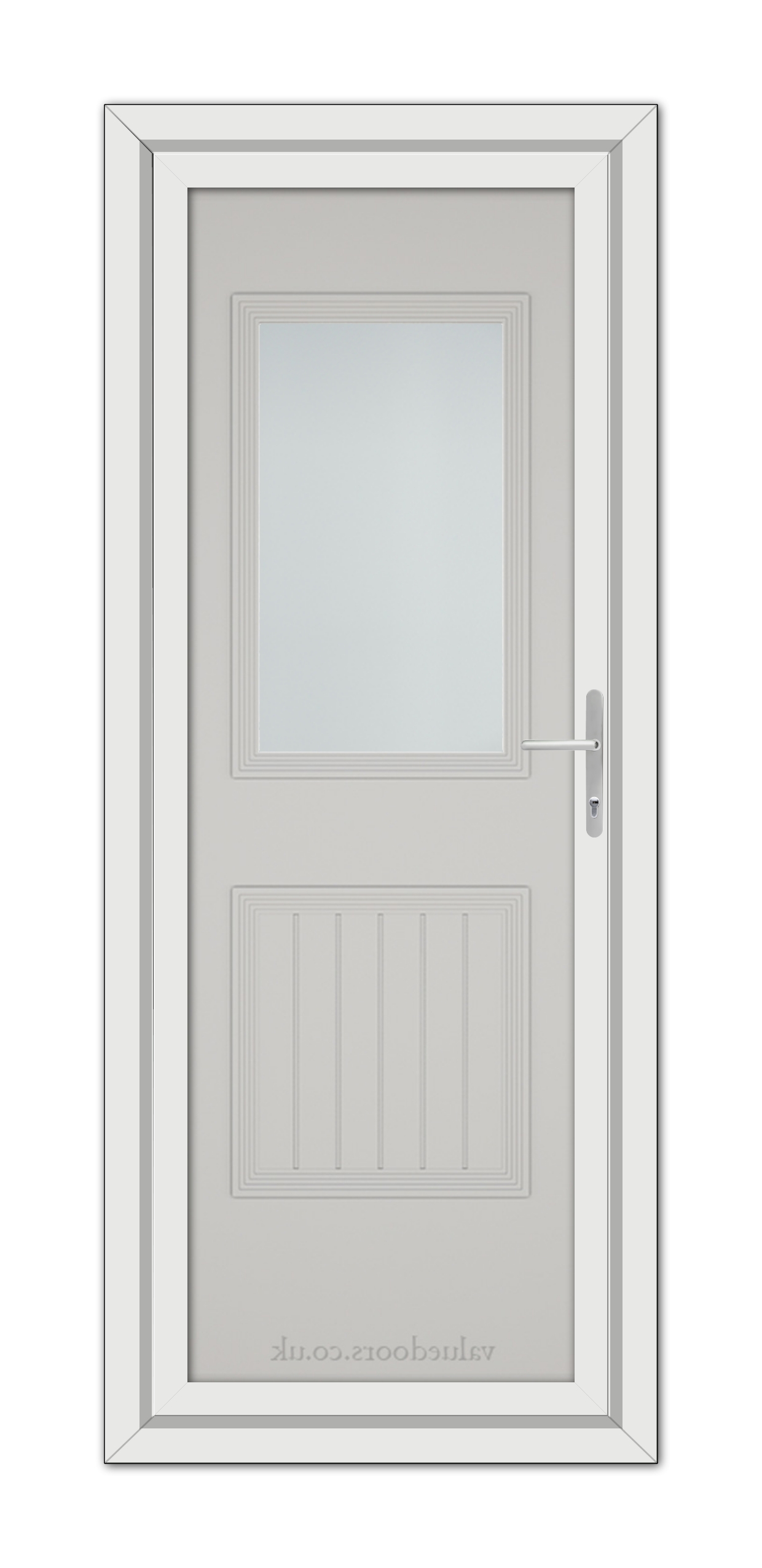 A Silver Grey Alnwick One uPVC door with a glass panel.