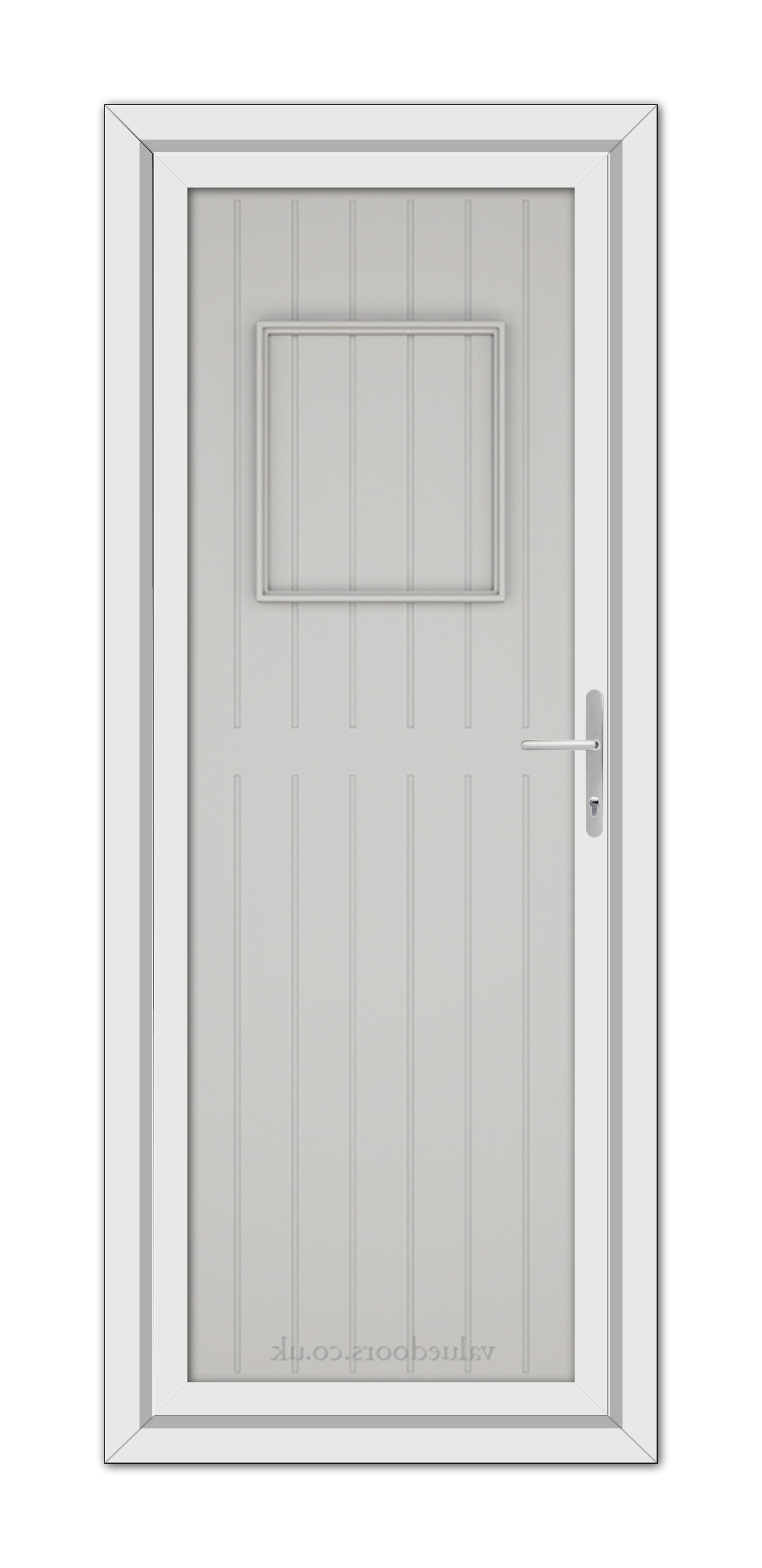 A Silver Grey Chatsworth Solid uPVC Door with a square window.
