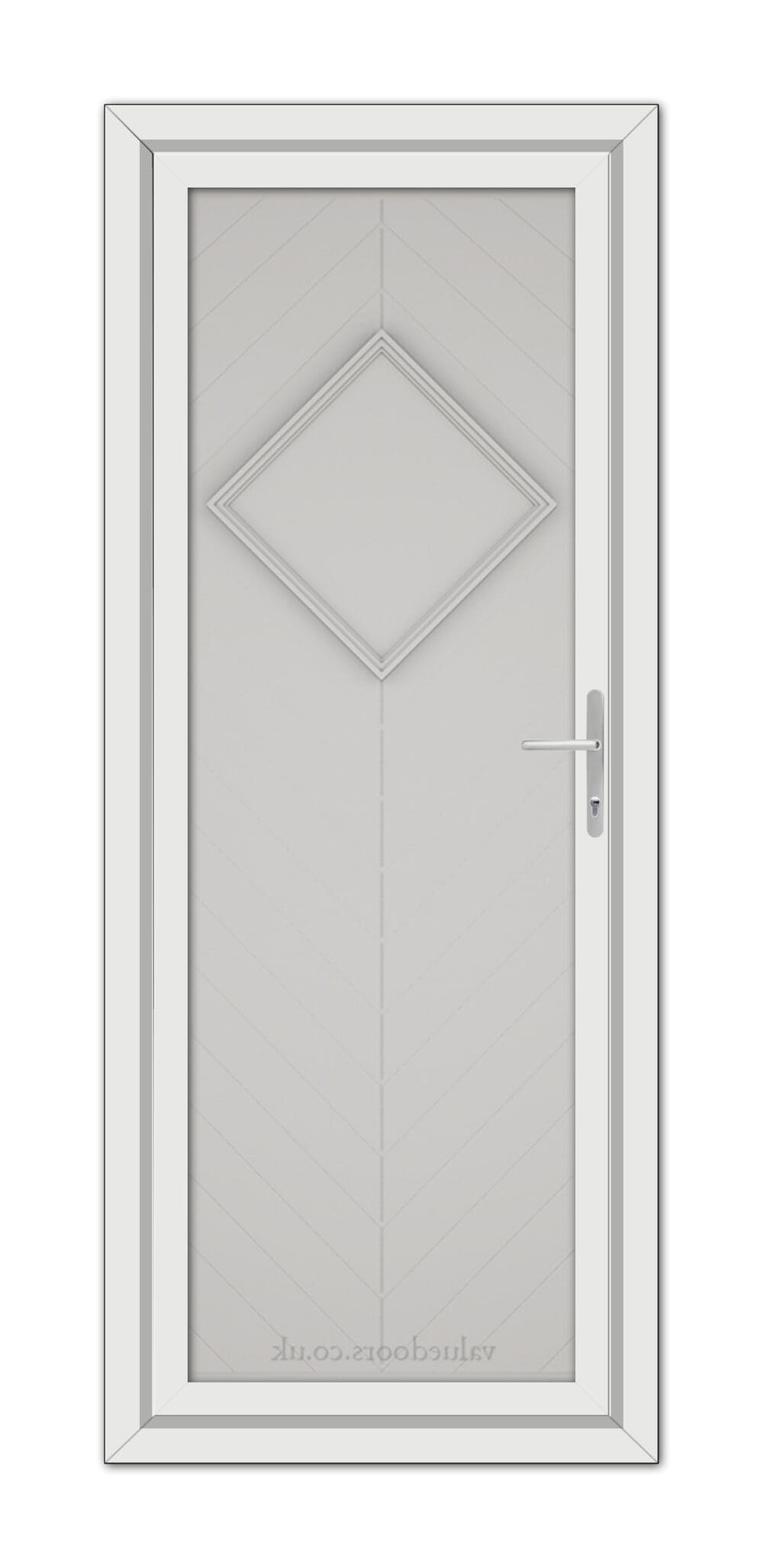 A Silver Grey Hamburg Solid uPVC door with a diamond design.