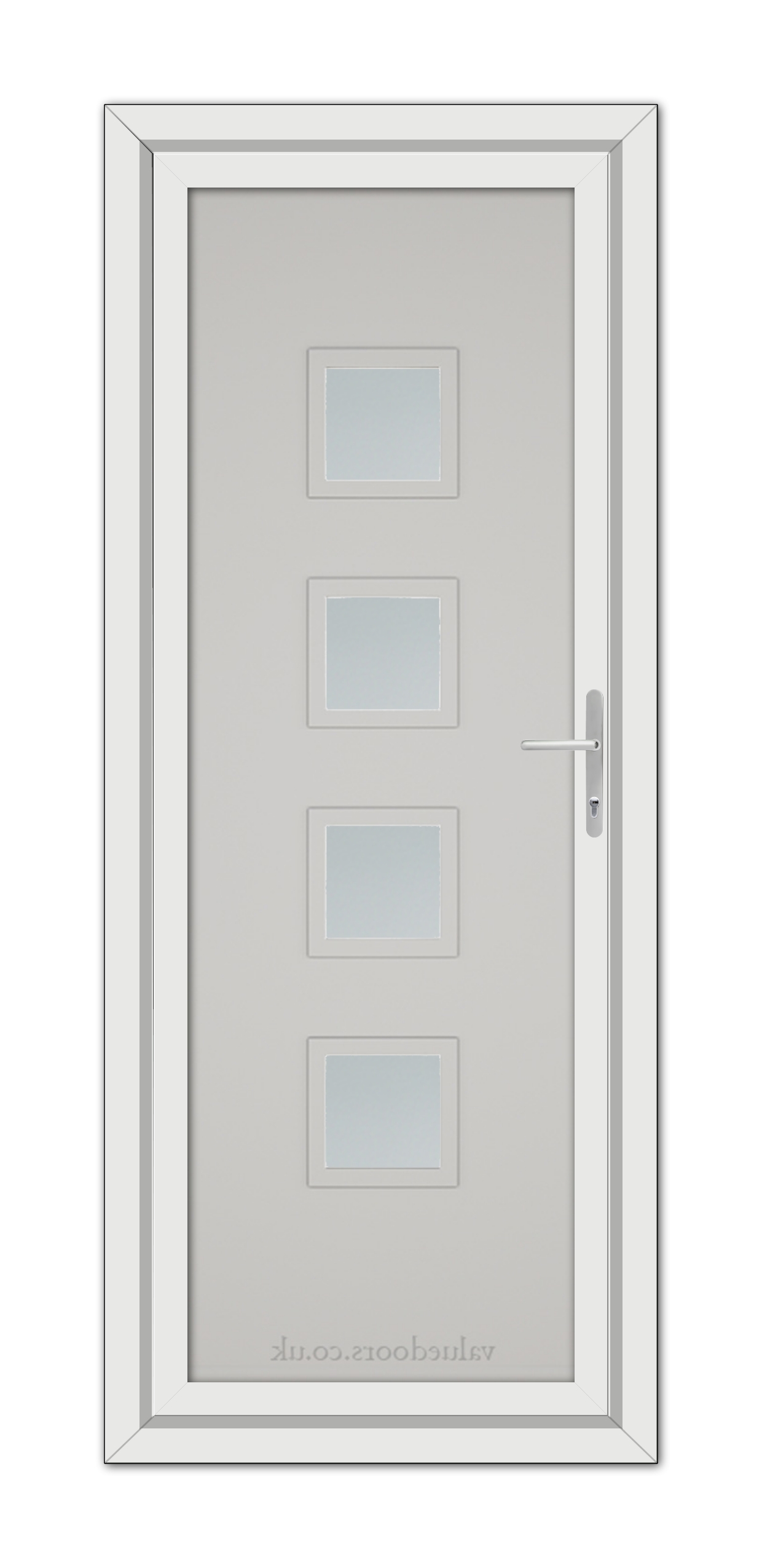 A Silver Grey Modern 5034 uPVC Door with square glass panels.