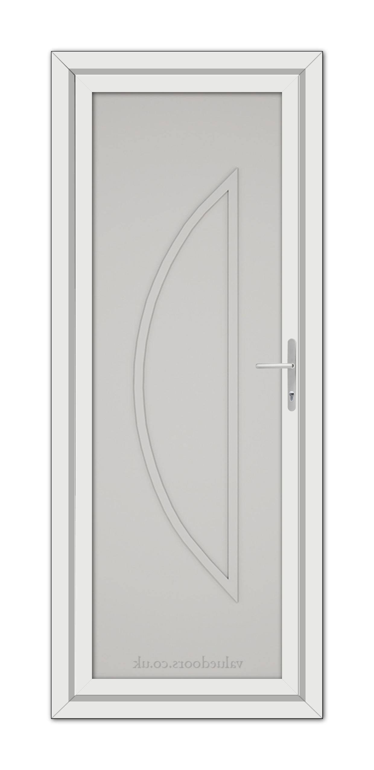A Silver Grey Modern 5051 Solid uPVC door with a curved design.