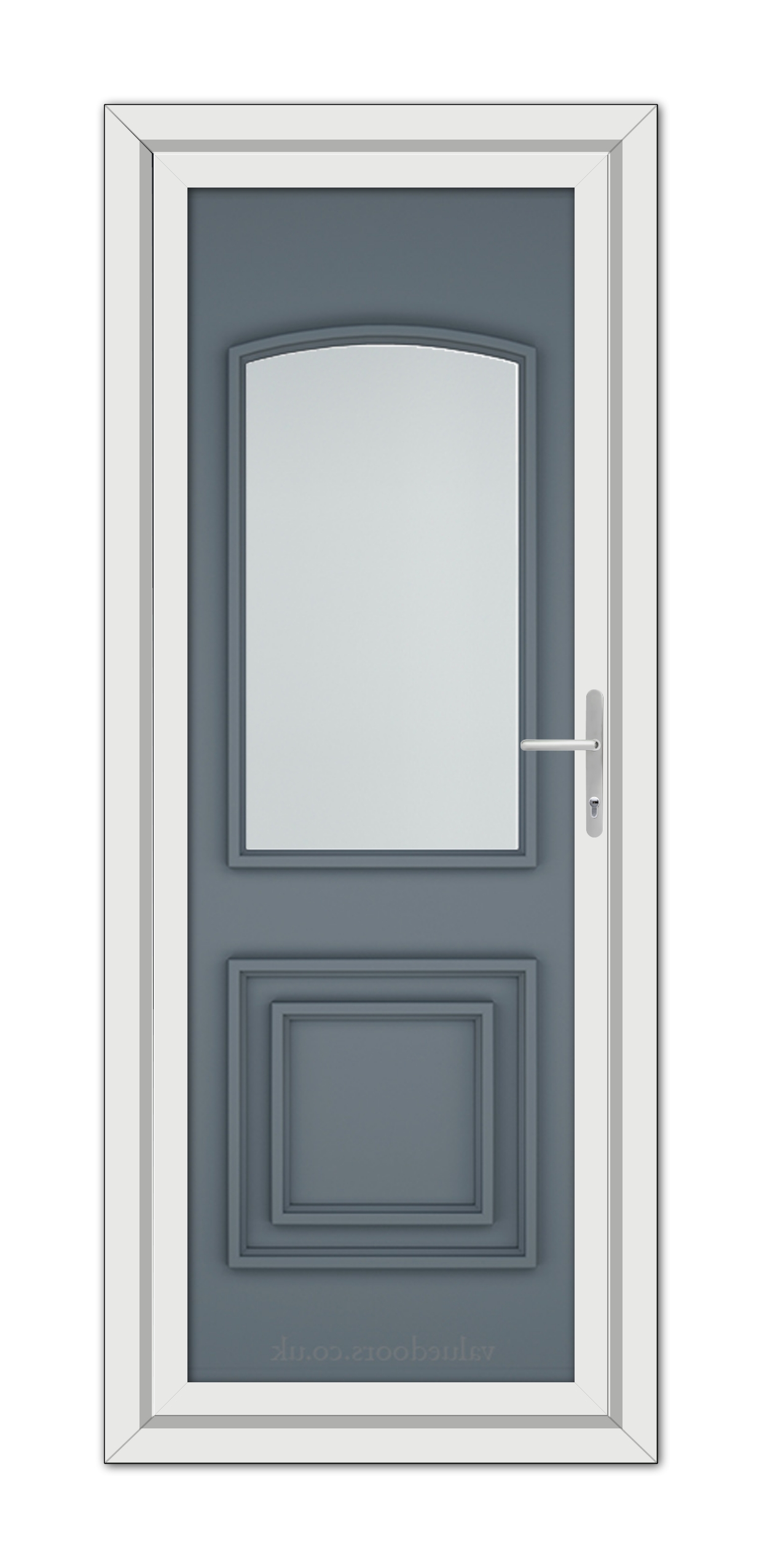 A Slate Grey Balmoral Classic uPVC Door with a glass panel.