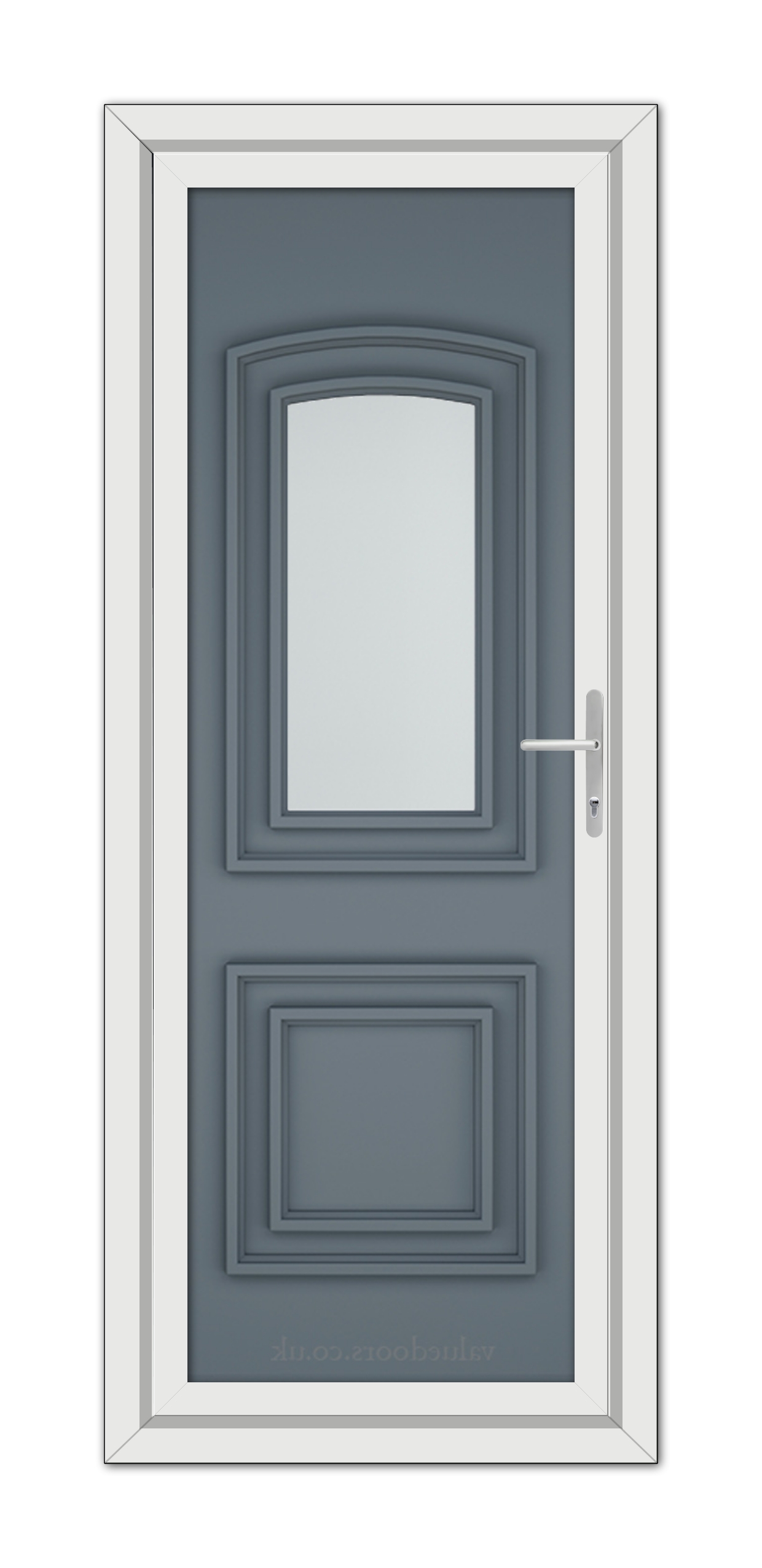 A Slate Grey Balmoral One uPVC door with a glass panel.