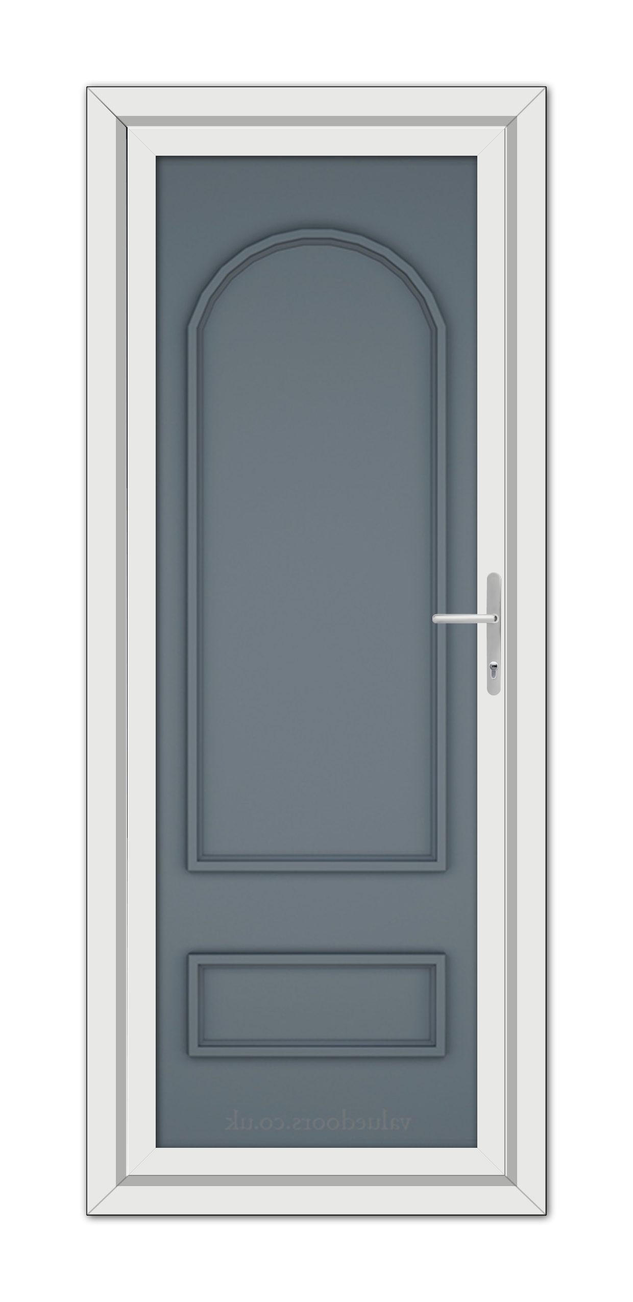 A Slate Grey Canterbury Solid uPVC door with a white frame.