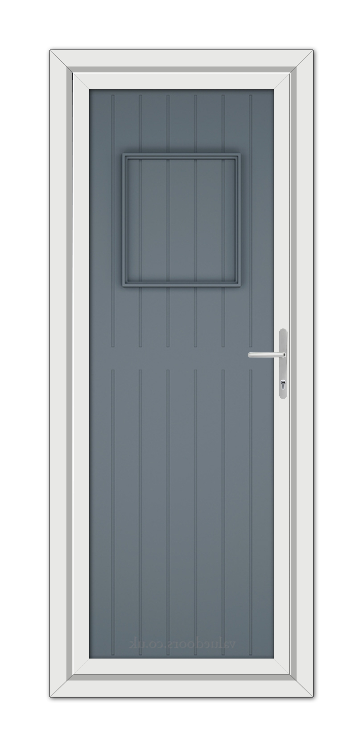 A Slate Grey Chatsworth Solid uPVC Door with a window.
