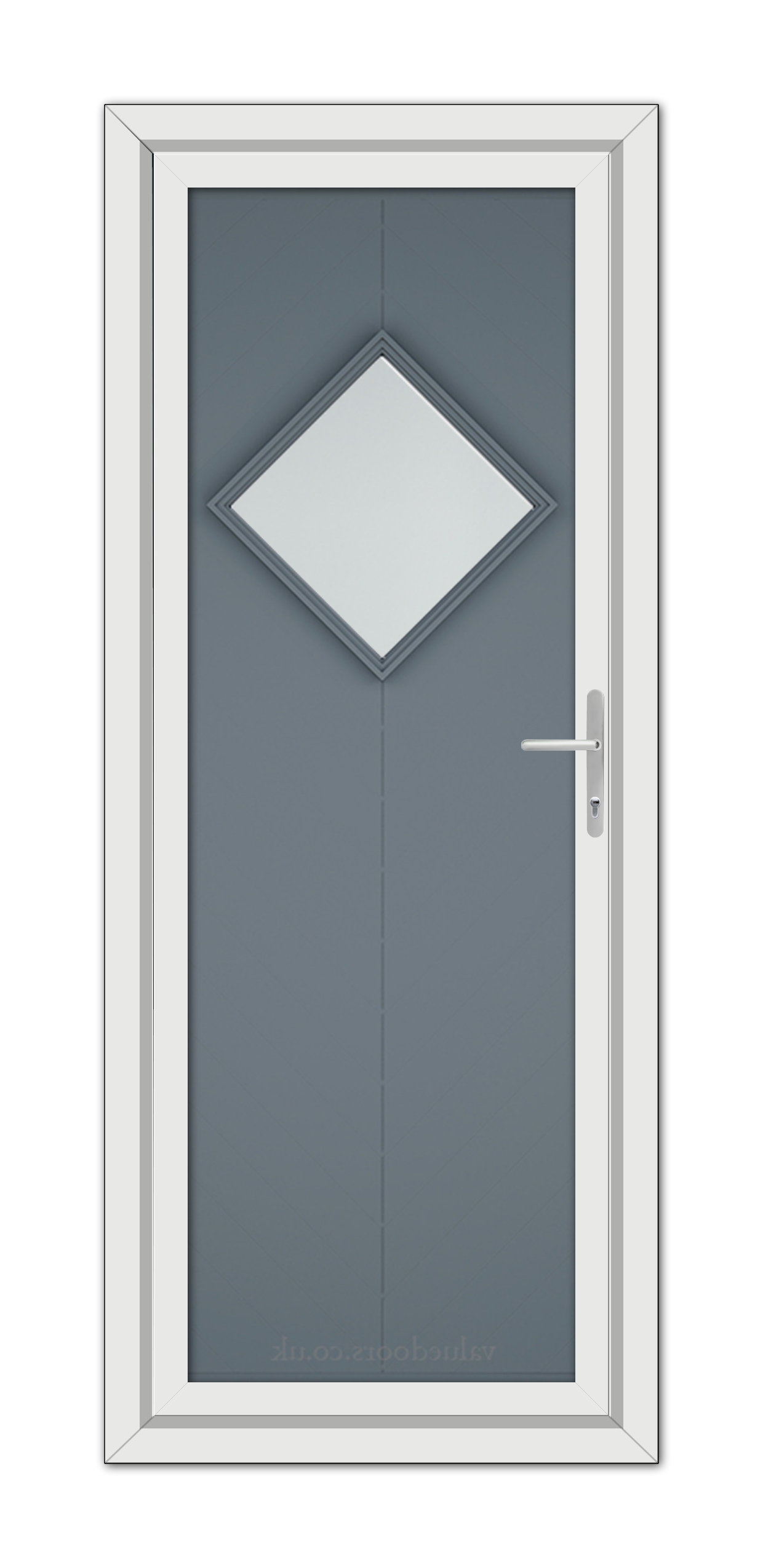 A Slate Grey Hamburg uPVC Door with a square window.