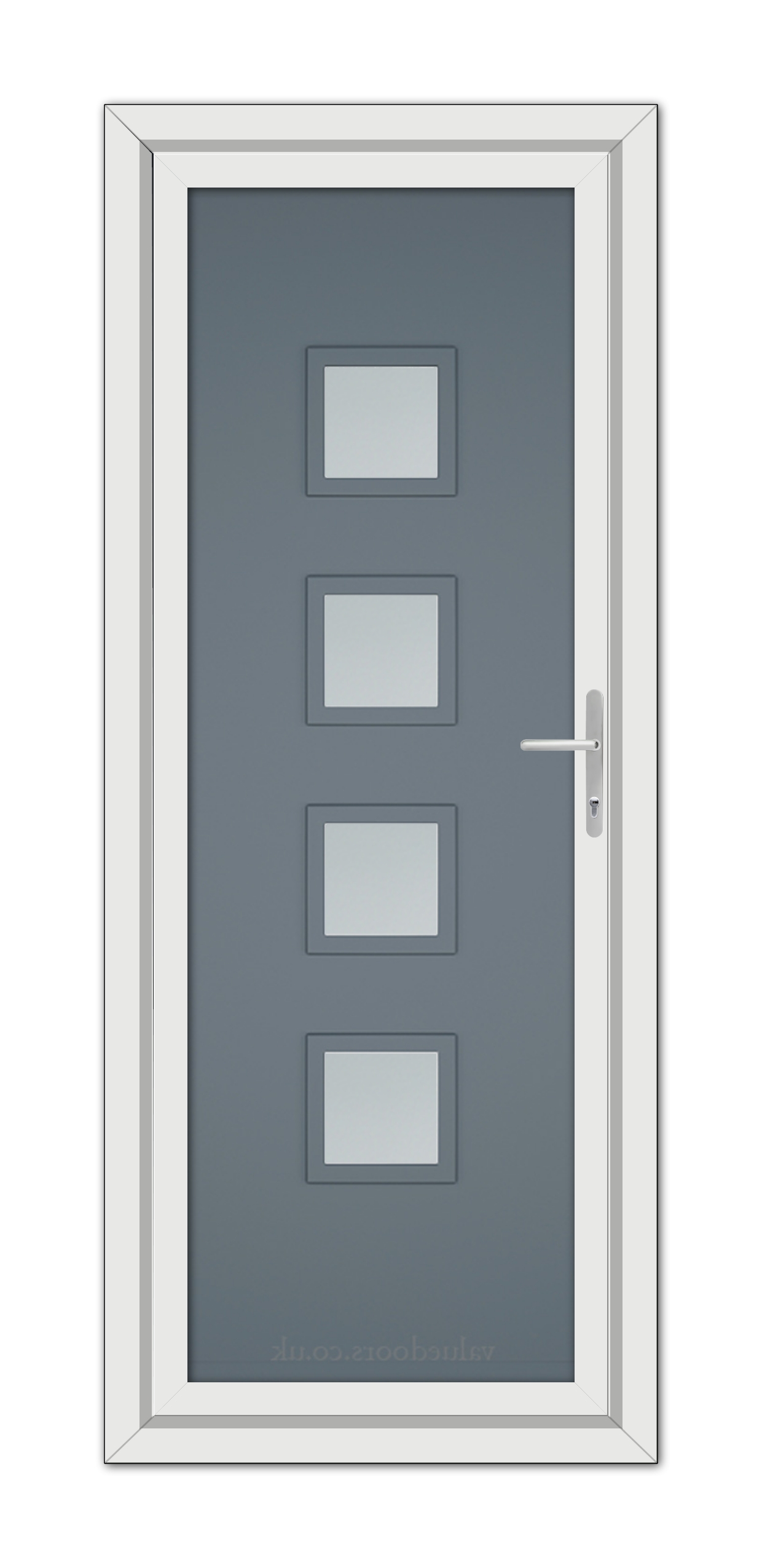 A Slate Grey Modern 5034 uPVC door with four square glass panels.