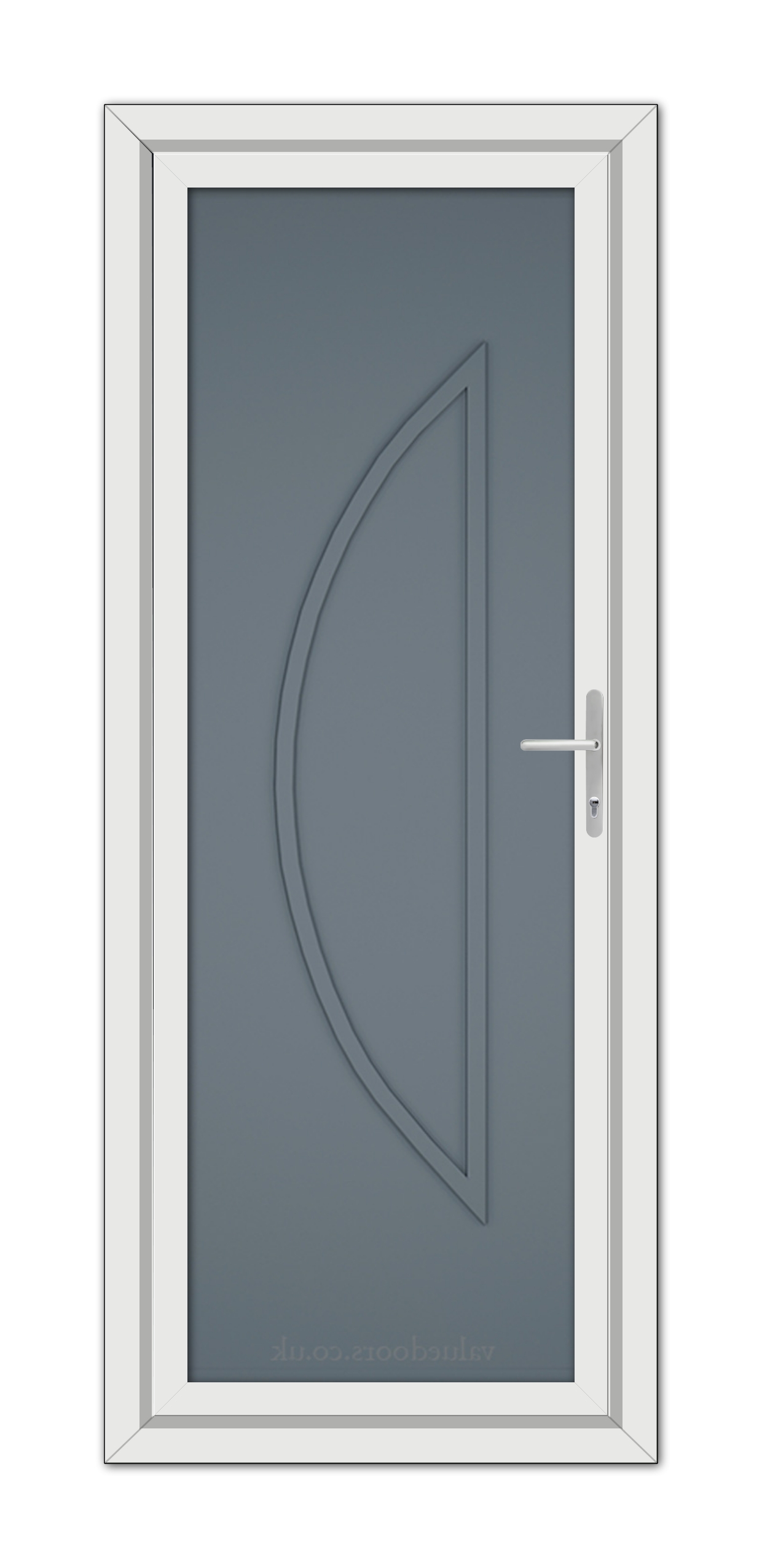 Slate Grey Modern 5051 Solid uPVC Door with a curved design.