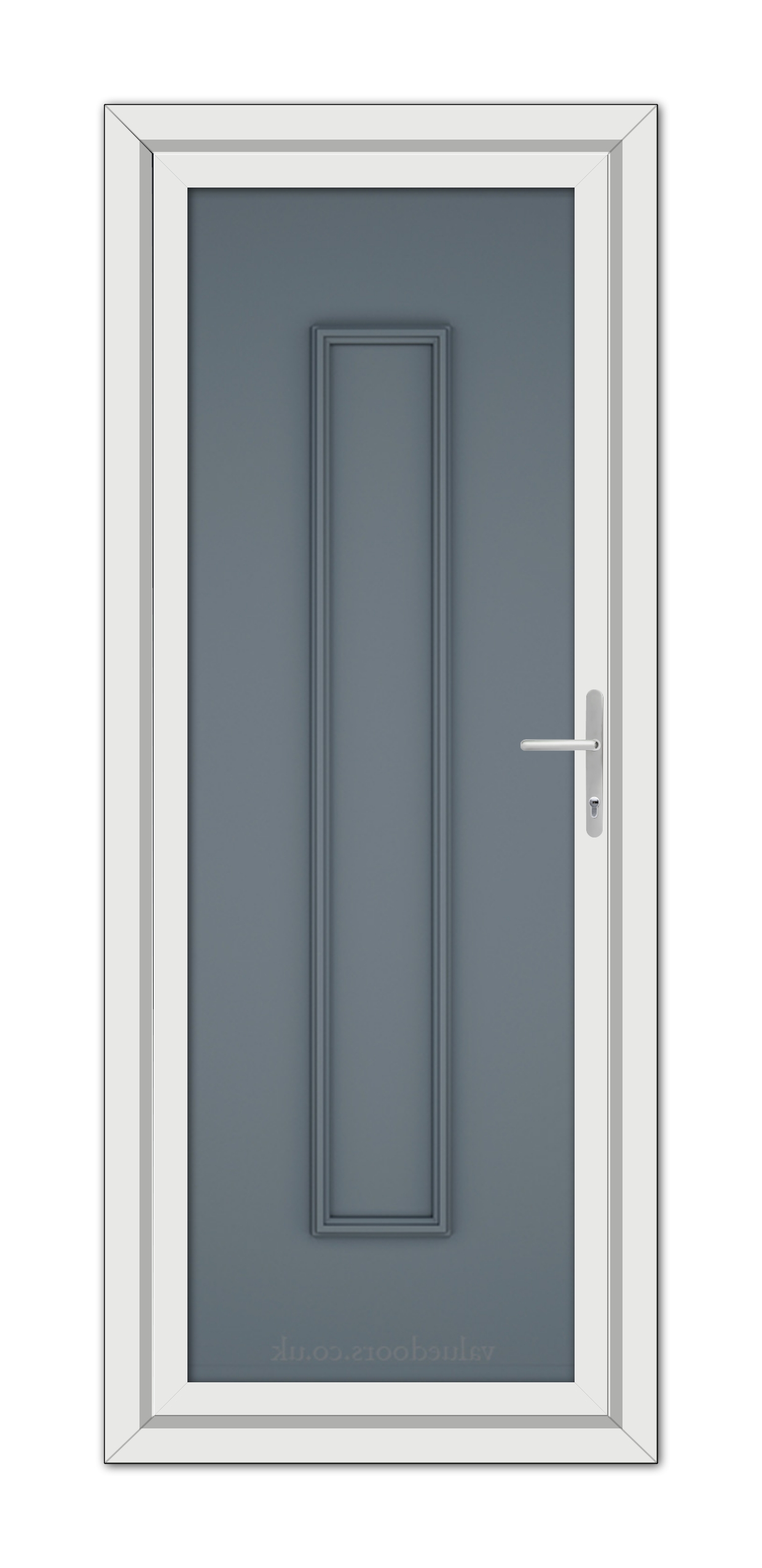 A Slate Grey Rome Solid uPVC Door with a glass panel.