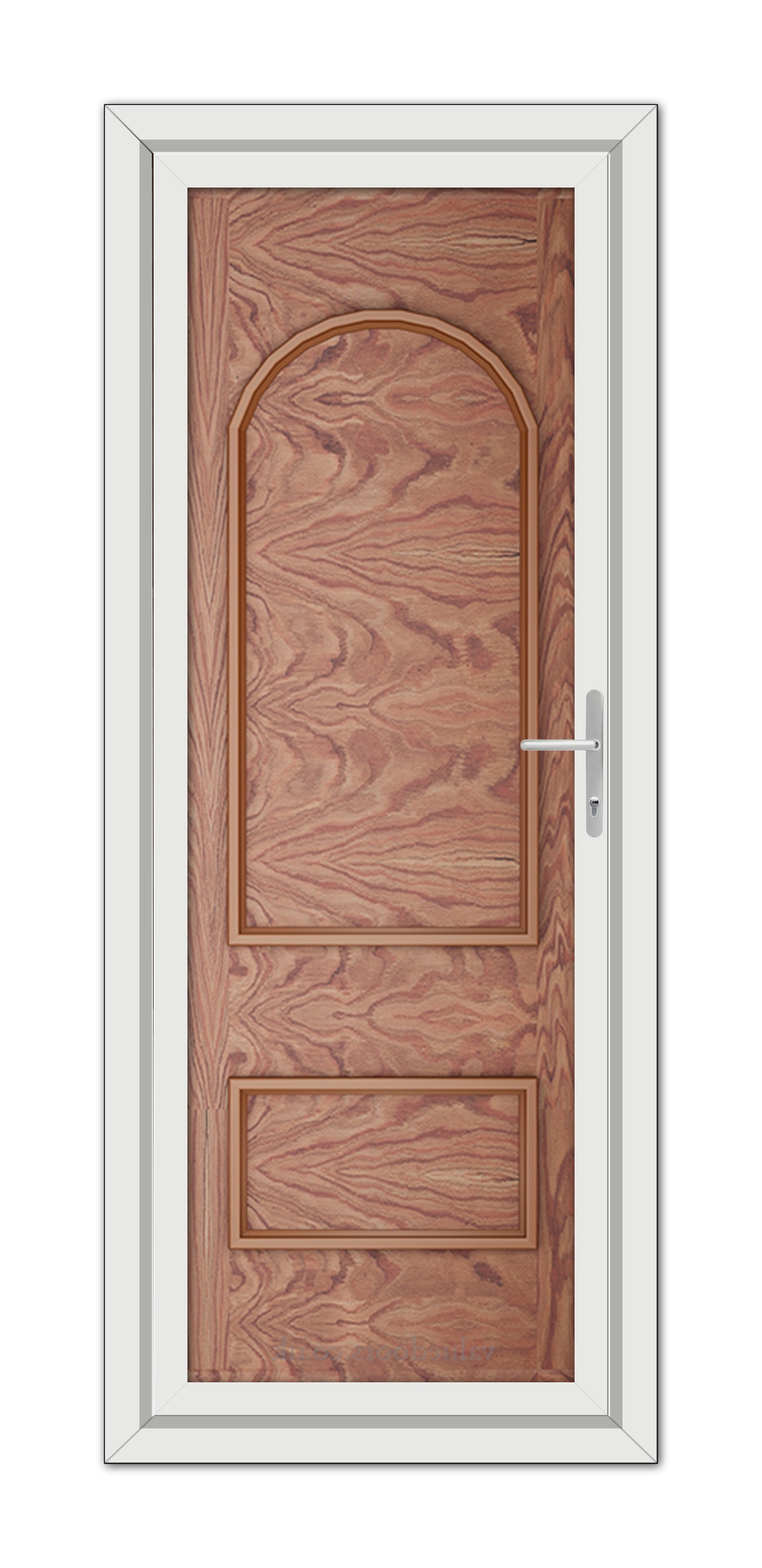 A white Solid Oak Rockingham Solid uPVC Door with a wood panel.