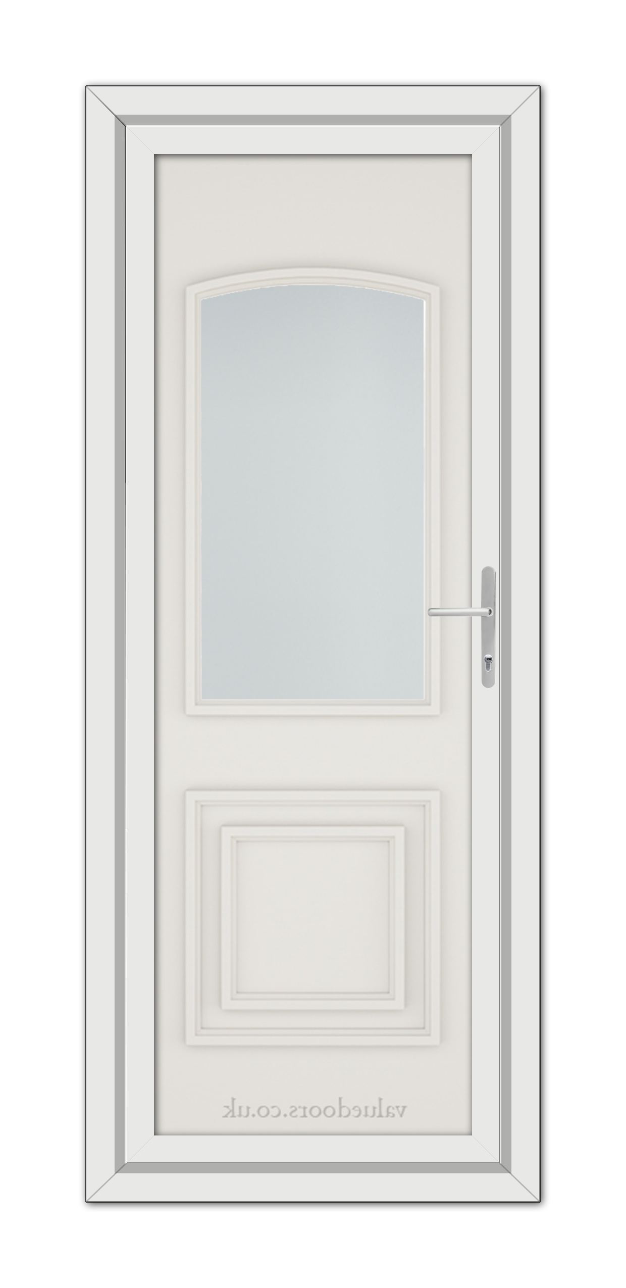A White Cream Balmoral Classic uPVC Door with a glass panel.