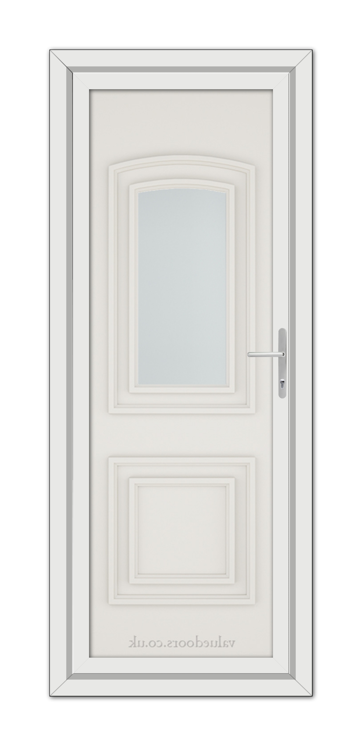 A White Cream Balmoral One uPVC Door with a glass panel.
