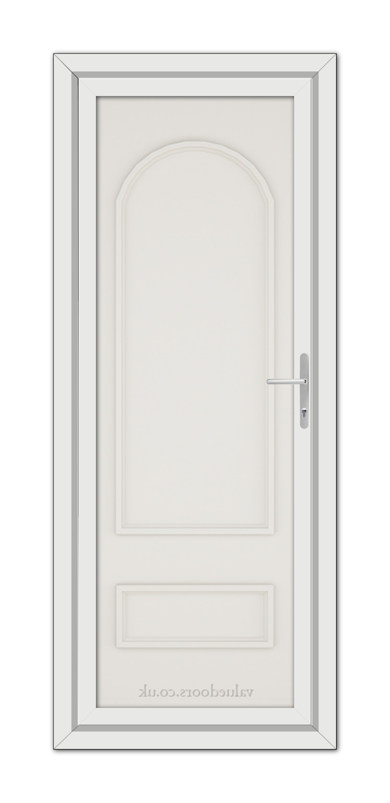 A White Cream Canterbury Solid uPVC Door with a silver handle.