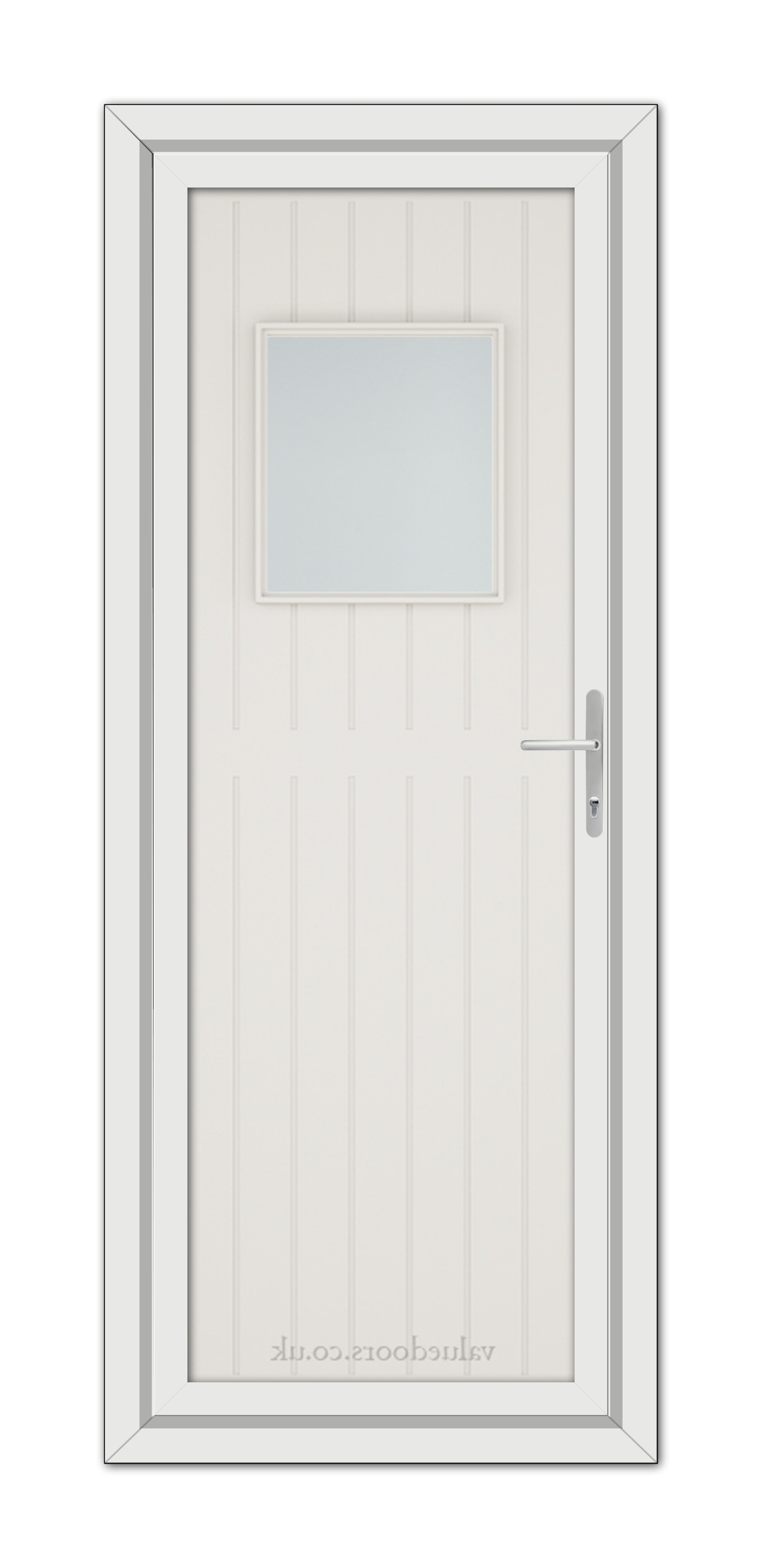 A White Cream Chatsworth uPVC Door with a square window.