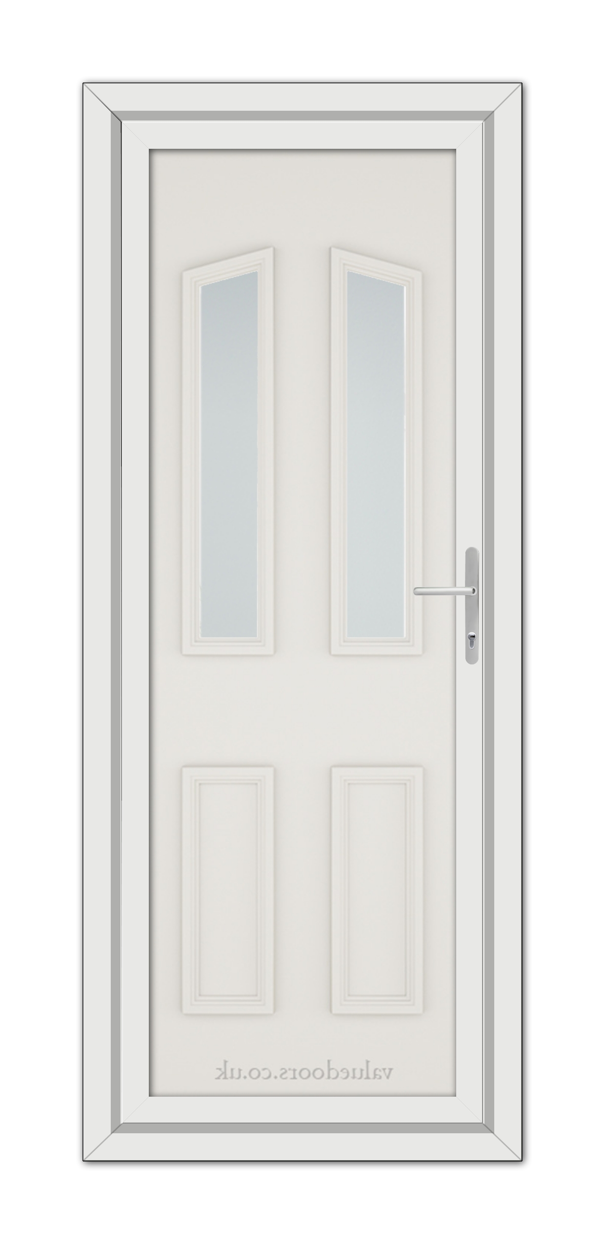 A White Cream Kensington uPVC Door with glass panels.