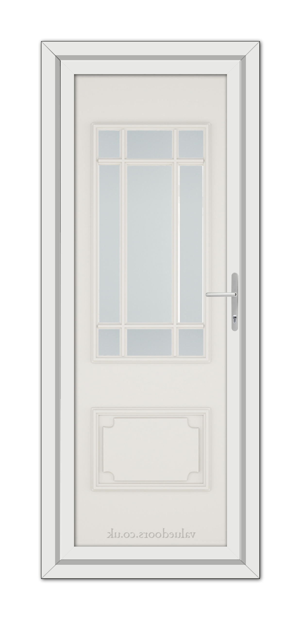 A White Cream Seville uPVC Door with glass panels.