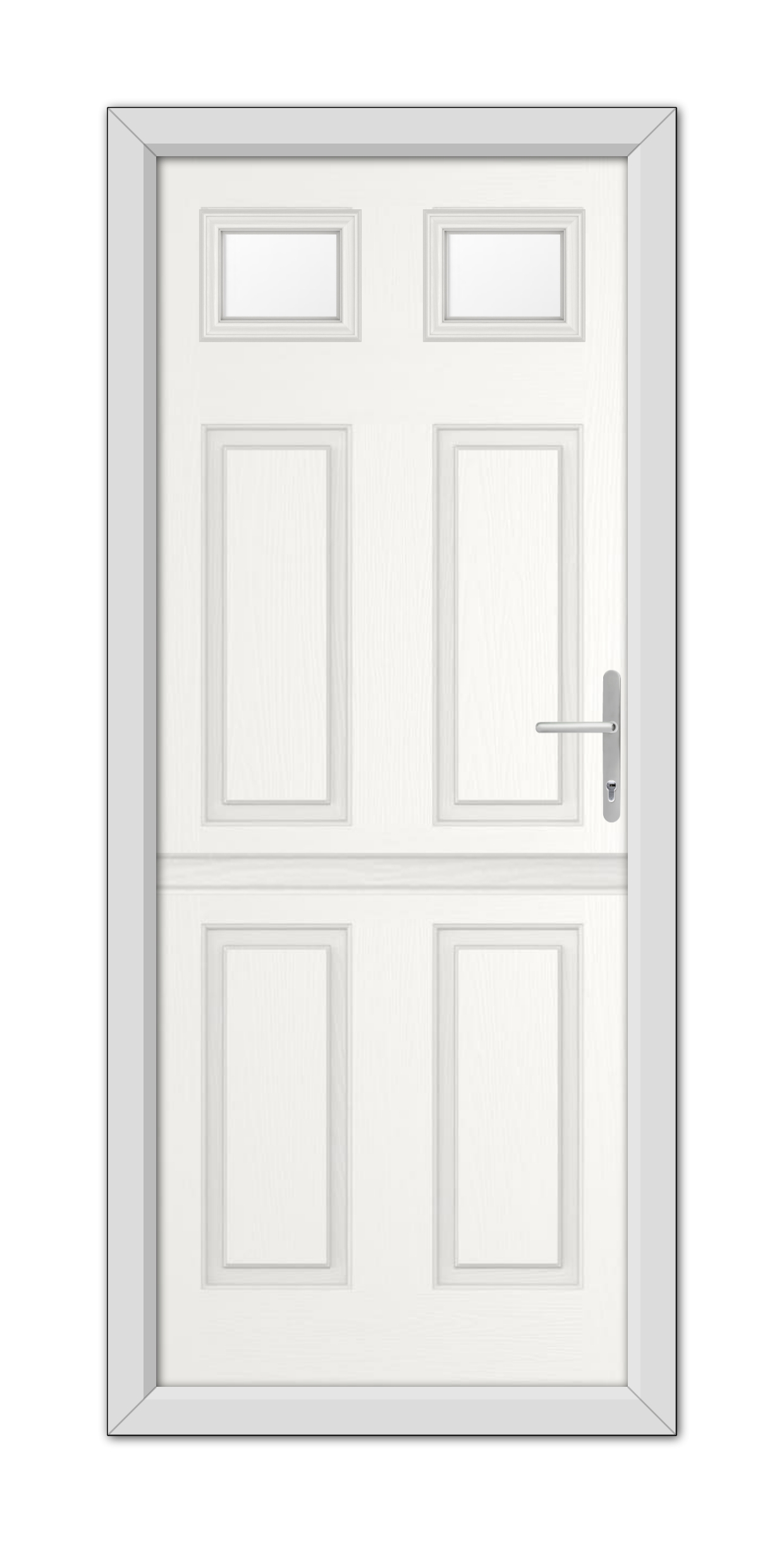 A White Middleton Glazed 2 Stable Composite Door with six squares and a modern handle, set in a simple frame, viewed frontally on a neutral background.